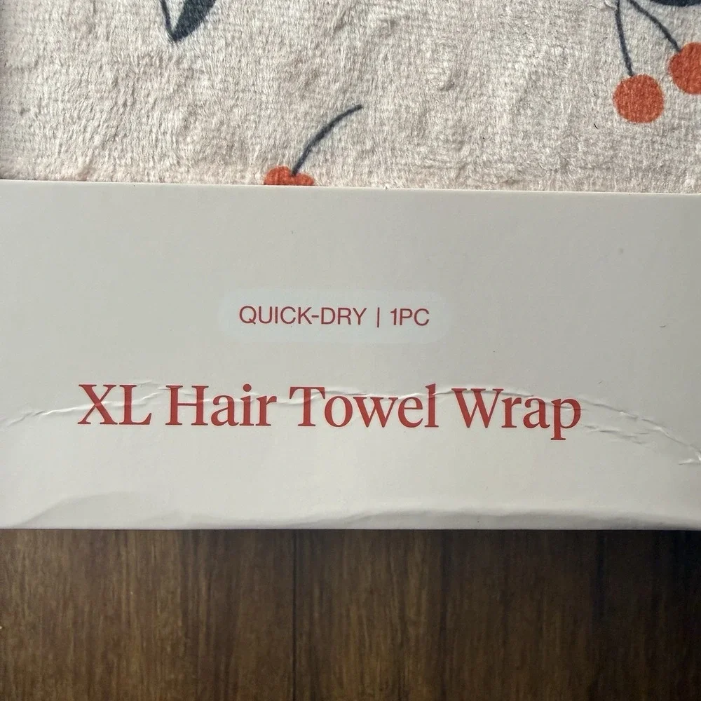 Kitsch XL Hair Towel Wrap Cherry Print Quick Dry Absorbent Turban Pin-up Retro - Picture 5 of 8